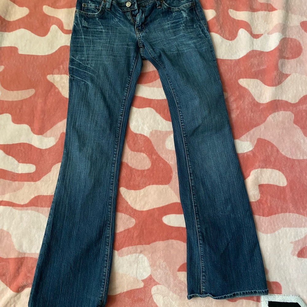 Blue Flare Wide Leg Jeans with Indigo Wash